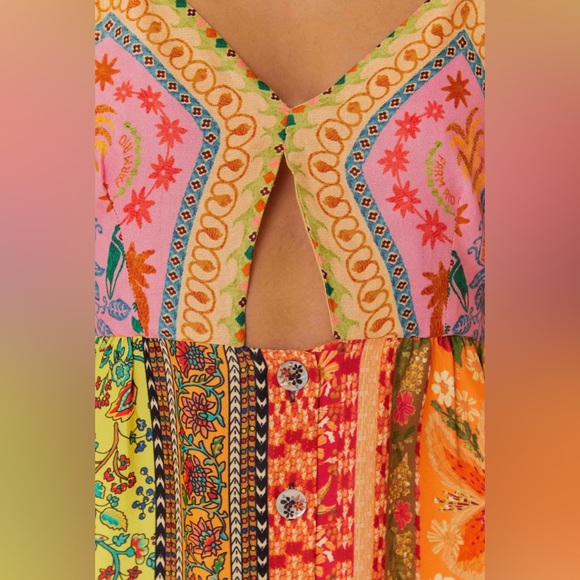 NWT FARM RIO Multicolored Mixed Scarves Viscose Midi Dress - Picture 5 of 8